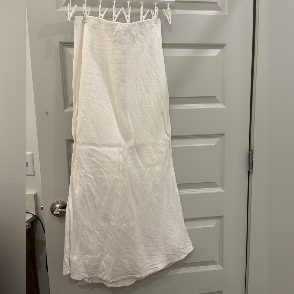 Anthropologie White Linen Maxi Skirt